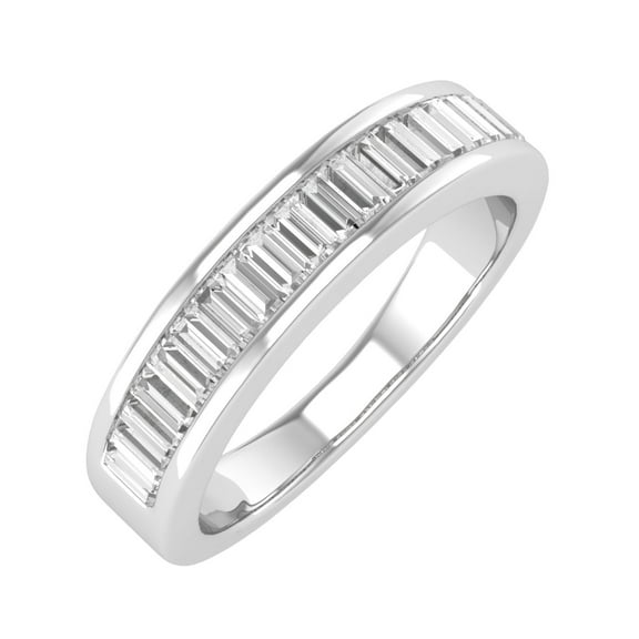 1/2 Carat Channel Set Baguette Shape Diamond Wedding Band Ring in 14K White Gold - IGI Certified (Ring Size 5.75)