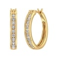 thumbnail image 1 of 1/2 Carat Channel Set Diamond Hoop Earrings in 14K Yellow Gold (I1-I2 Clarity), 1 of 4