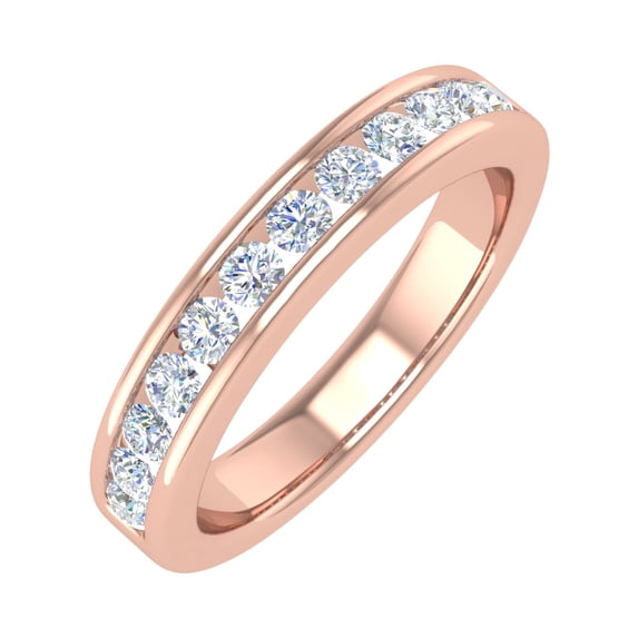 1/2 Carat Channel Set Diamond Wedding Band Ring in 14K Rose Gold (Ring Size 10.5) (SI1-SI2 Clarity)