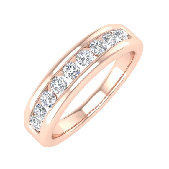 1/2 Carat Channel Set Diamond Wedding Band Ring in 14K Rose Gold (Ring Size 10.5)