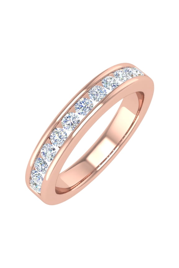 1/2 Carat Channel Set Diamond Wedding Band Ring in 14K Rose Gold (Ring Size 4) (SI1-SI2 Clarity)