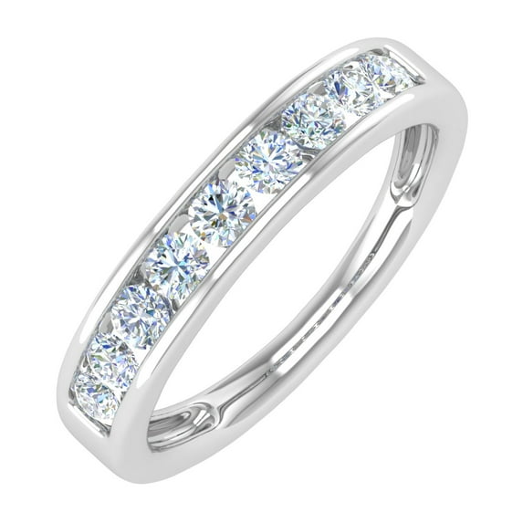 1/2 Carat Channel Set Diamond Wedding Band Ring in 14K White Gold (Ring Size 10.5)