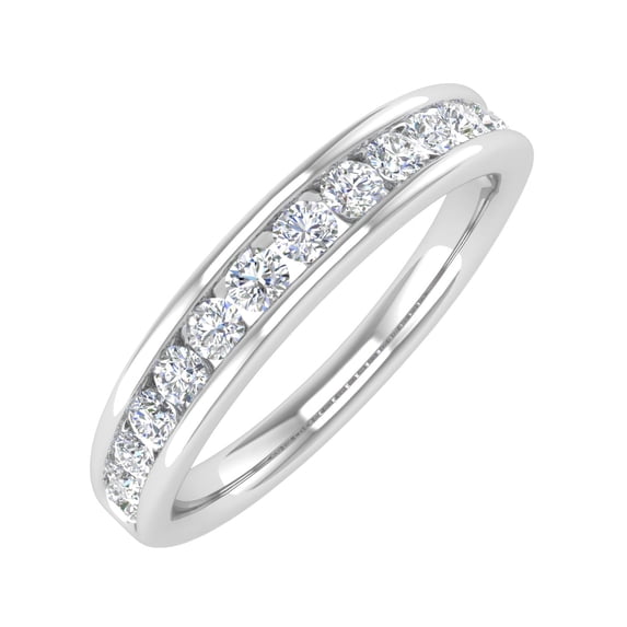 1/2 Carat Channel Set Diamond Wedding Band Ring in 14K White Gold (Ring Size 4.25) (I1-I2 Clarity)