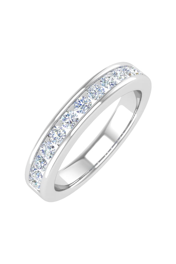 1/2 Carat Channel Set Diamond Wedding Band Ring in 14K White Gold (Ring Size 4.25) (SI1-SI2 Clarity)