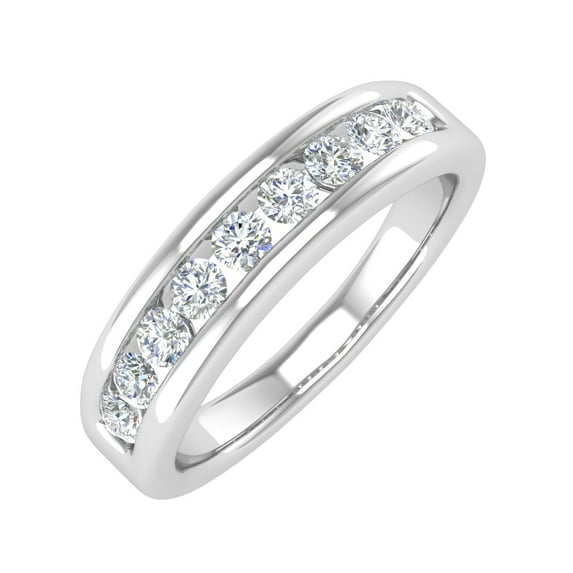 1/2 Carat Channel Set Diamond Wedding Band Ring in 14K White Gold (Ring Size 5.5)