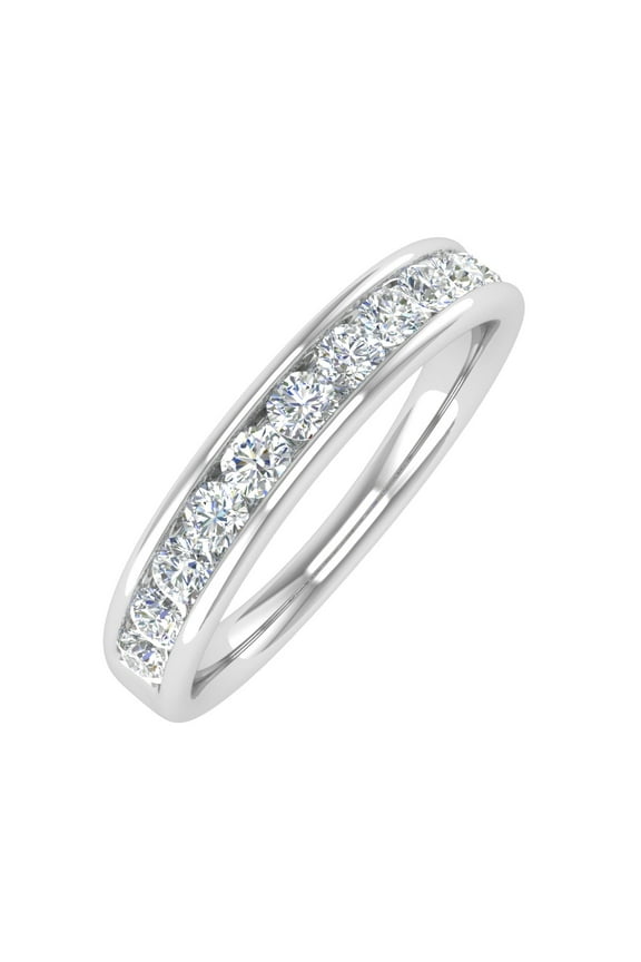 1/2 Carat Channel Set Diamond Wedding Band Ring in 14K White Gold (Ring Size 7.75)