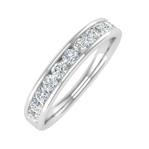 1/2 Carat Channel Set Diamond Wedding Band Ring in 14K White Gold (Ring Size 9.75) (I1-I2 Clarity)