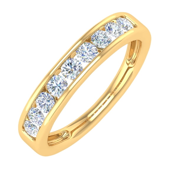 1/2 Carat Channel Set Diamond Wedding Band Ring in 14K Yellow Gold (Ring Size 4.25) (SI1-SI2 Clarity)