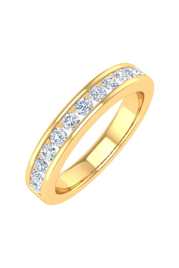 1/2 Carat Channel Set Diamond Wedding Band Ring in 14K Yellow Gold (Ring Size 6) (SI1-SI2 Clarity)