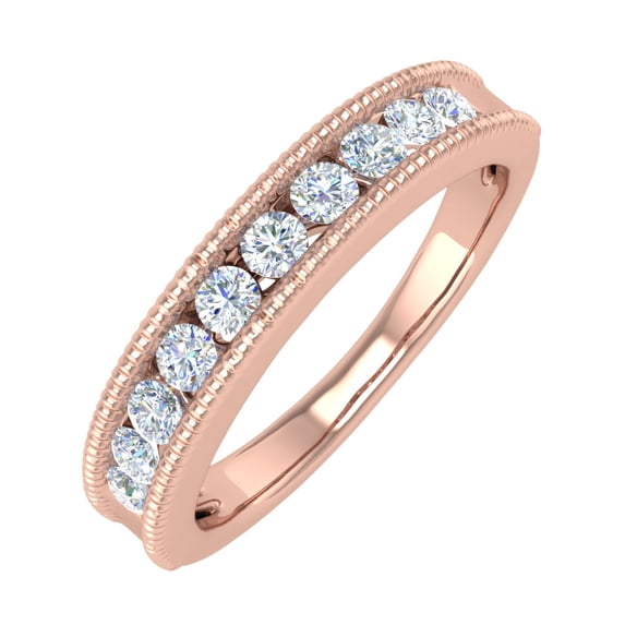 1/2 Carat Channel Set Diamond Wedding Ring Band in 14K Rose Gold (Ring Size 9.75)