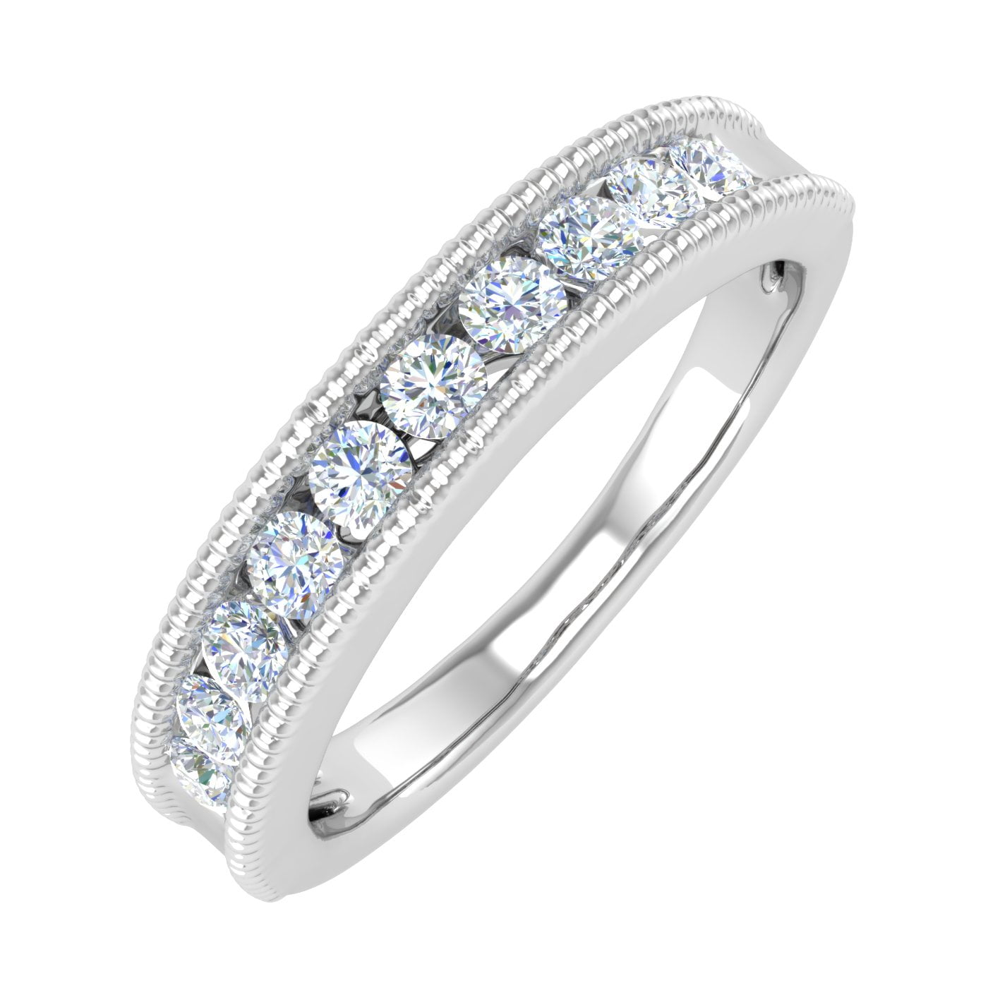 1/2 Carat Channel Set Diamond Wedding Ring Band in 14K White Gold (Ring ...