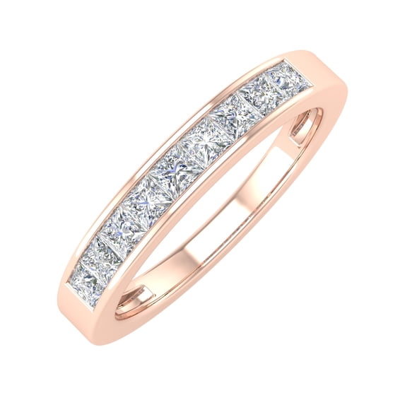 1/2 Carat Channel Set Princess Cut Diamond Wedding Band Ring in 14K Rose Gold (Ring Size 10.25)