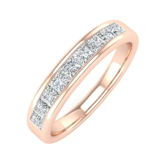 1/2 Carat Channel Set Princess Cut Diamond Wedding Band Ring in 14K Rose Gold (Ring Size 7.25)
