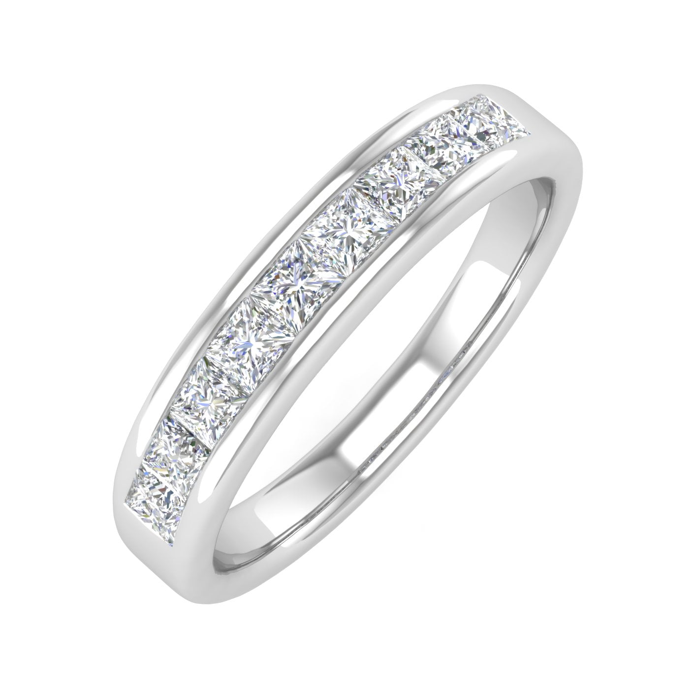 Channel set princess cut wedding band white gold store