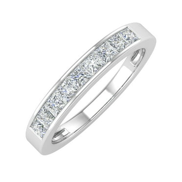 1/2 Carat Channel Set Princess Cut Diamond Wedding Band Ring in 14K White Gold (Ring Size 7)