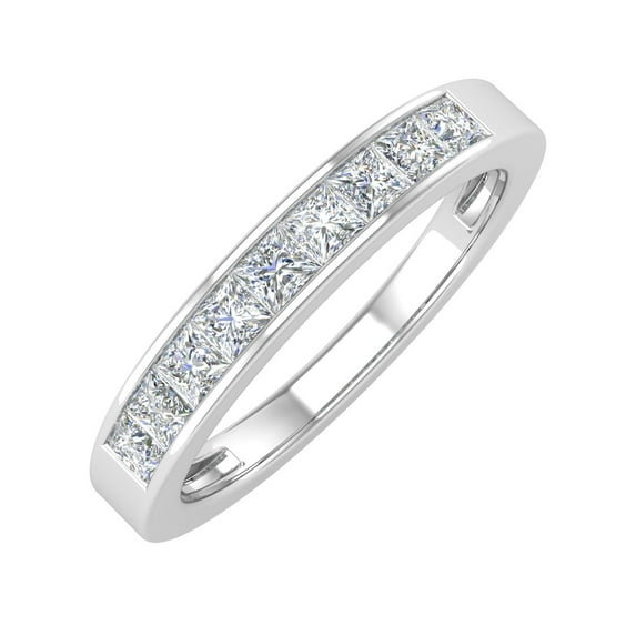 1/2 Carat Channel Set Princess Cut Diamond Wedding Band Ring in 14K White Gold (Ring Size 9.75)