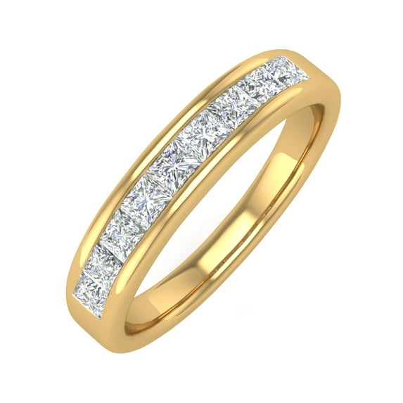 1/2 Carat Channel Set Princess Cut Diamond Wedding Band Ring in 14K Yellow Gold (Ring Size 4.75) (I1-I2 Clarity)