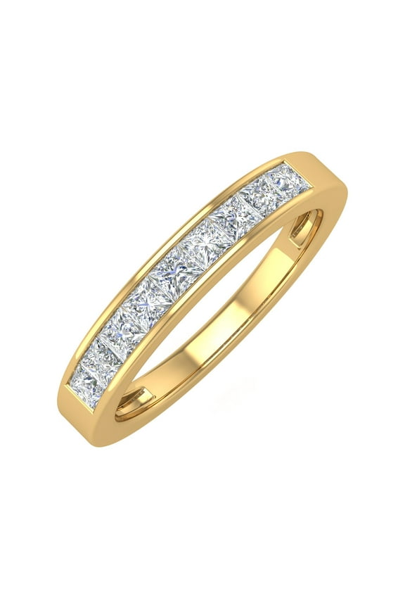 1/2 Carat Channel Set Princess Cut Diamond Wedding Band Ring in 14K Yellow Gold (Ring Size 5)