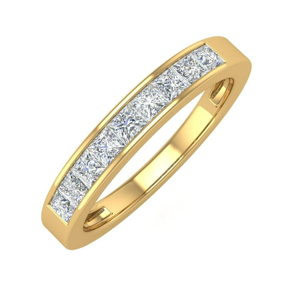 1/2 Carat Channel Set Princess Cut Diamond Wedding Band Ring in 14K Yellow Gold (Ring Size 6)