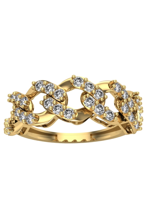 1/2 Carat Ct VS Lab Grown Diamond Miami Cuban Link Ring Band Ring Genuine Real Round Created in 14K Yellow Gold for Women and Men Golds