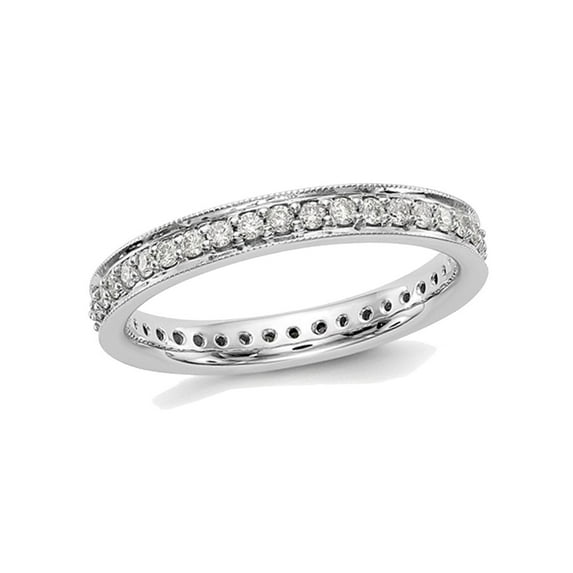 1/2 Carat (Ctw Color H-I, I1-I2) Diamond Eternity Wedding Band Ring in 14K White Gold for Women