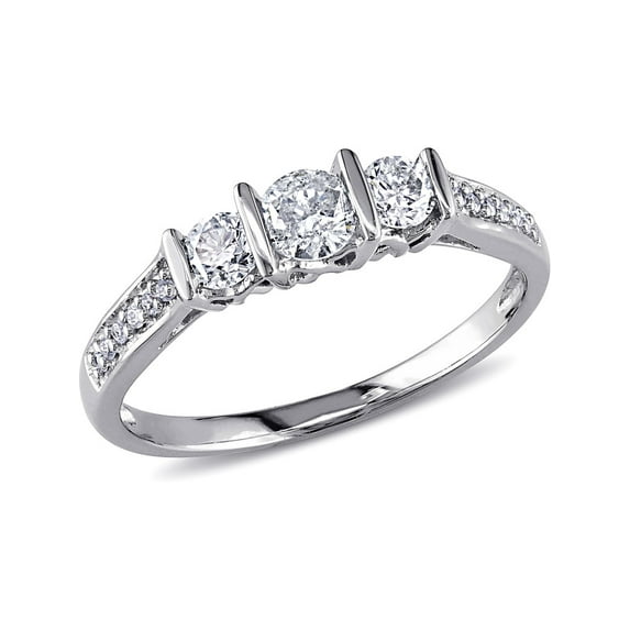 1/2 Carat (Ctw G-H, I2-I3) Three Stone Diamond Engagement Ring in 10K White Gold