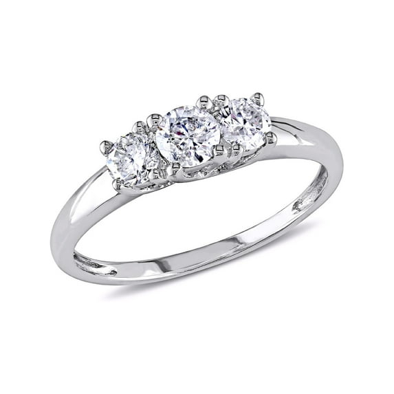1/2 Carat (Ctw G-H, I2-I3) Three-Stone Diamond Engagement Ring in 14K White Gold for Women