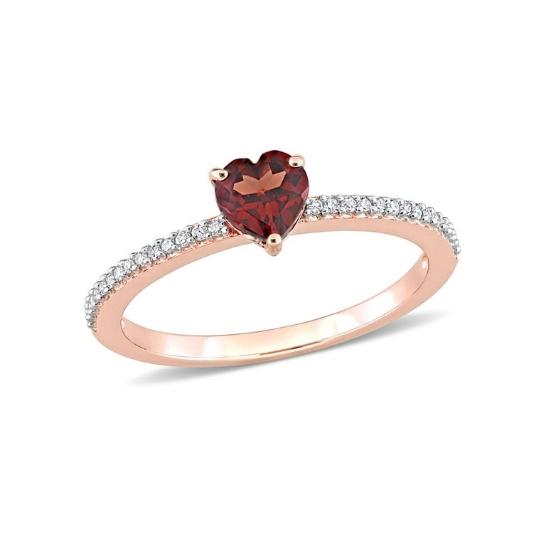 1 2 Carat Ctw Garnet Heart Promise Ring in 10K Rose Pink Gold