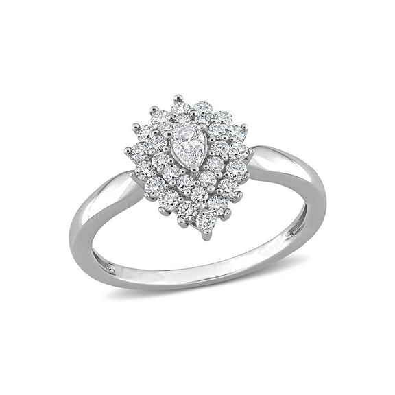 1/2 Carat (Ctw H-I, I1-I2) Diamond Cluster Halo Engagement Ring in 14K White Gold for Women