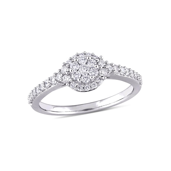 1/2 Carat (Ctw H-I, I2-I3) Diamond Engagement Halo Ring in 14K White Gold for Women