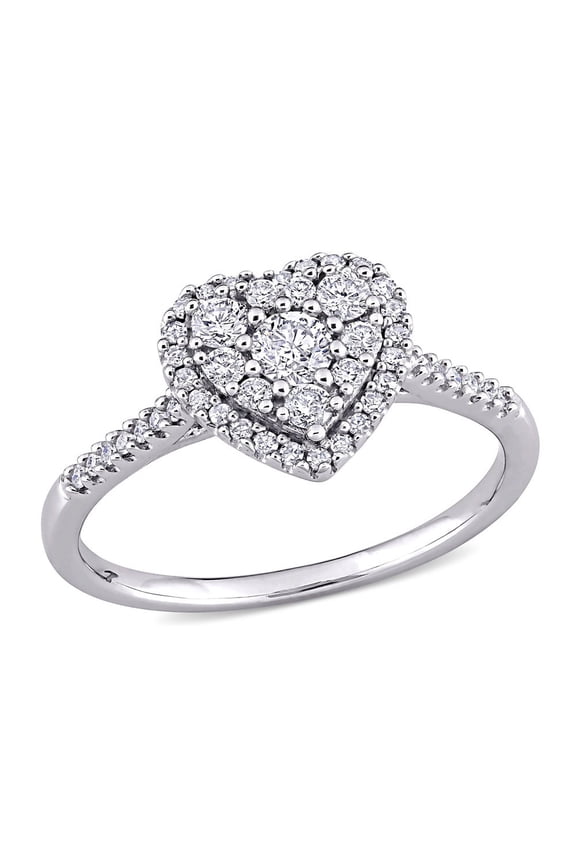 1/2 Carat (Ctw I2-I3, H-I) Diamond Heart Engagement Ring in 10K White Gold for Women