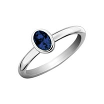 1/2 Carat (Ctw)  Lab-Created Blue Sapphire Ring in Sterling Silver