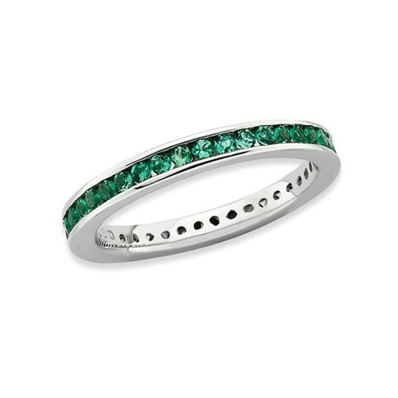 1/2 Carat (Ctw) Lab-Created Emerald Band Ring in Sterling Silver