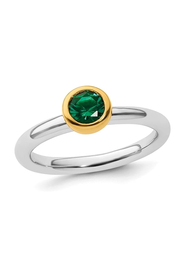 Gem & Harmony 1/2 Carat (Ctw) Lab-Created Emerald Ring in Sterling Silver for Women