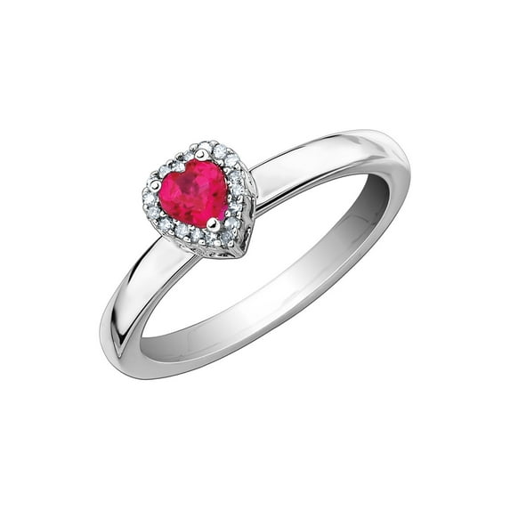 Gem & Harmony 1/2 Carat (Ctw) Lab-Created Ruby Heart Ring in Sterling Silver for Women