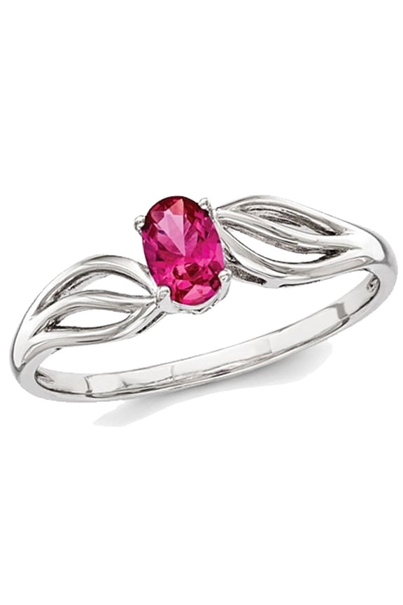 1/2 Carat (Ctw) Lab-Created Ruby Ring in Rhodium Plated Sterling Silver for Women