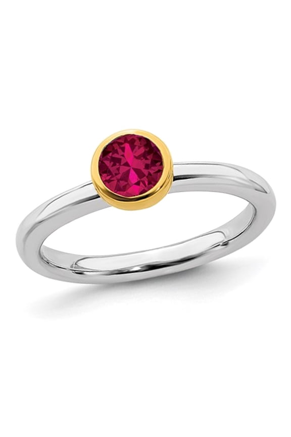 1/2 Carat (Ctw) Lab-Created Ruby Ring in Sterling Silver With Gold Plating