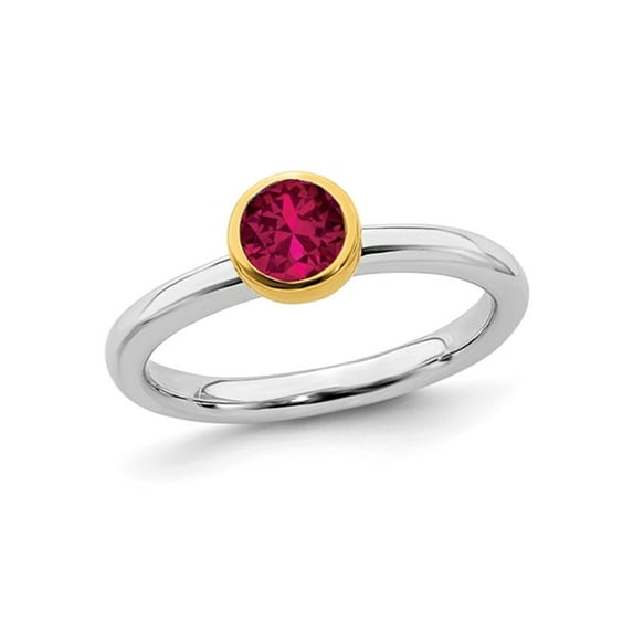 1/2 Carat (Ctw) Lab-Created Ruby Ring in Sterling Silver With Gold Plating for Women