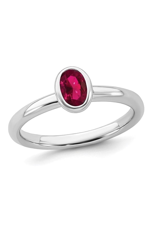 Gem & Harmony 1/2 Carat (Ctw) Lab-Created Ruby Ring in Sterling Silver for Women