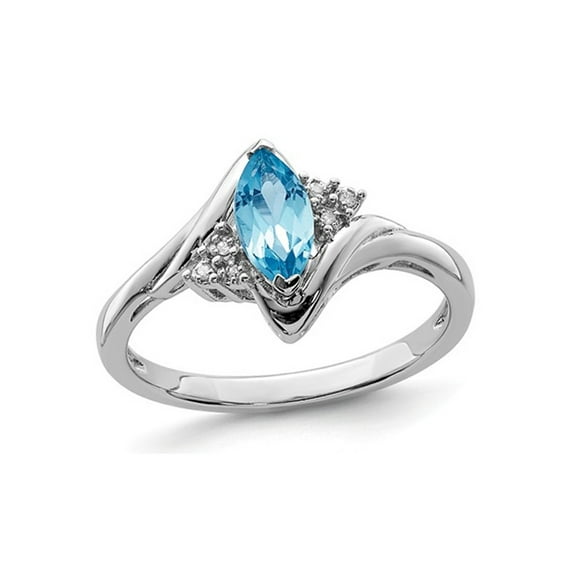 1/2 Carat (Ctw) Marquise-Cut Blue Topaz Ring in Sterling Silver