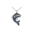 thumbnail image 1 of 1/2 Carat (Ctw) Natural Blue Sapphire Dolphin Pendant Necklace in 14K White Gold with Chain for Women, 1 of 4