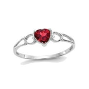 GEM AND HARMONY 1/2 Carat (Ctw) Natural Garnet Heart Promise Ring in 14K White Gold
