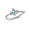 thumbnail image 1 of Gem & Harmony 1/2 Carat (Ctw) Princess-Cut Aquamarine Ring in Sterling Silver for Women, 1 of 5