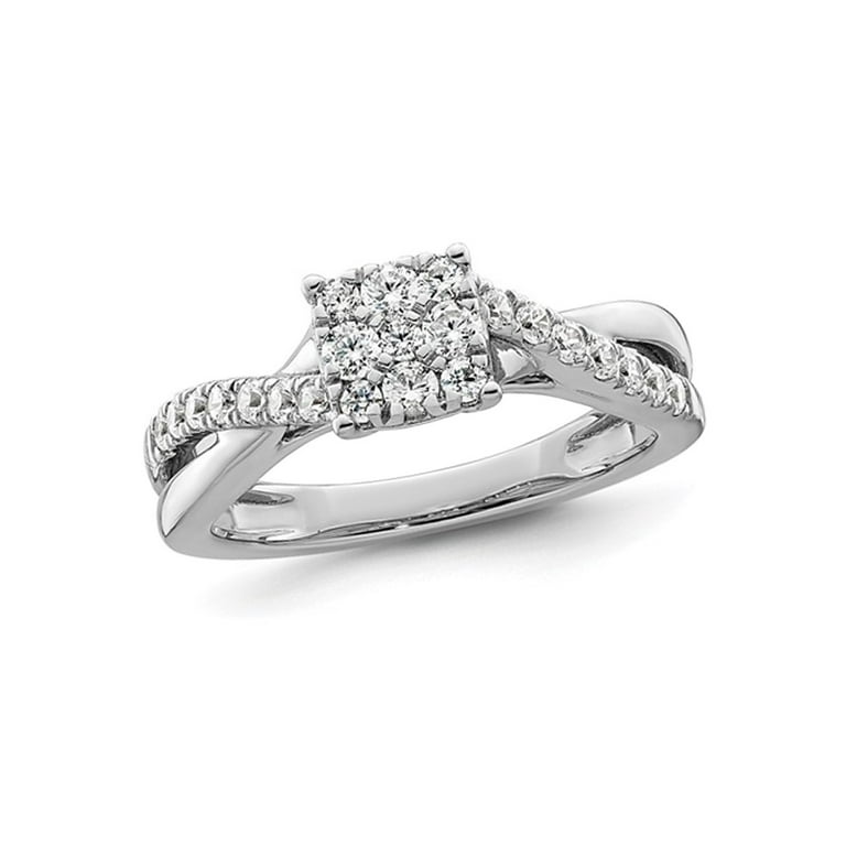 14k White Gold Lab Grown Diamond Cluster Twist Engagement Ring 14k White Gold Lab Grown Diamond Cluster Twist Engagement Ring