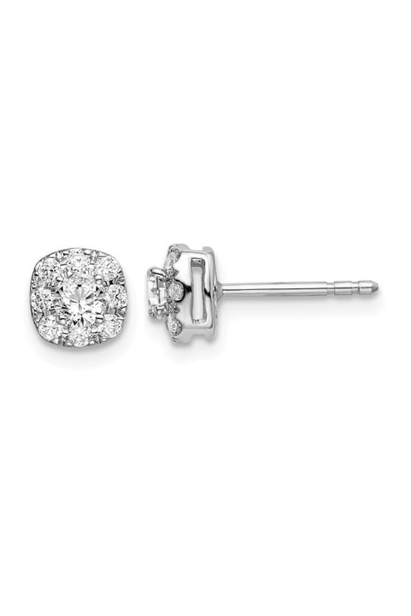 1/2 Carat (Ctw SI1-SI2, G-H-I) Lab Grown Diamond Halo Earrings in 14K White Gold