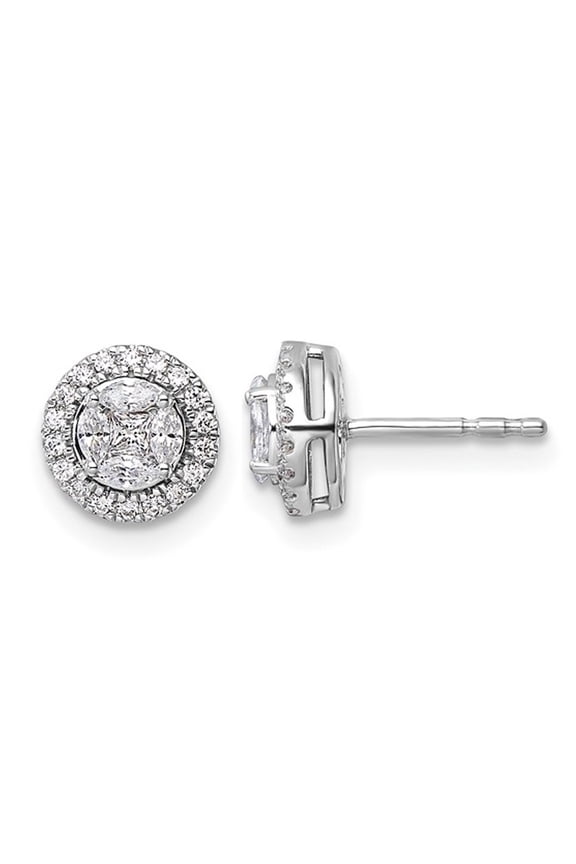 1/2 Carat (Ctw SI1-SI2, G-H) Lab-Grown Diamond Cluster Earrings in 14K White Gold for Women