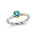 thumbnail image 1 of 1/2 Carat (Ctw) Solitaire Blue Topaz Ring in Sterling Silver with Yellow Accents, 1 of 4