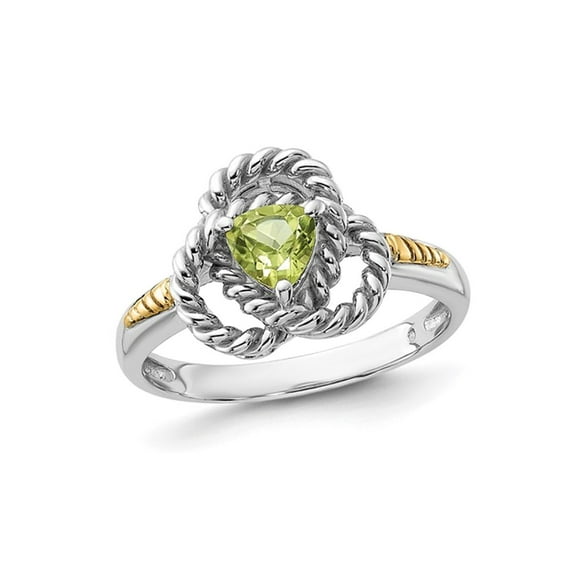 Gem & Harmony 1/2 Carat (Ctw) Trillian Cut Peridot Ring in Sterling Silver for Women