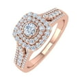 thumbnail image 1 of 1/2 Carat Cushion Shape Halo Diamond Engagement Ring in 10K Rose Gold - IGI Certified (Ring Size 7), 1 of 7