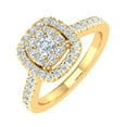 thumbnail image 1 of 1/2 Carat Cushion Shape Halo Diamond Engagement Ring in 10K Yellow Gold - IGI Certified (Ring Size 10), 1 of 4
